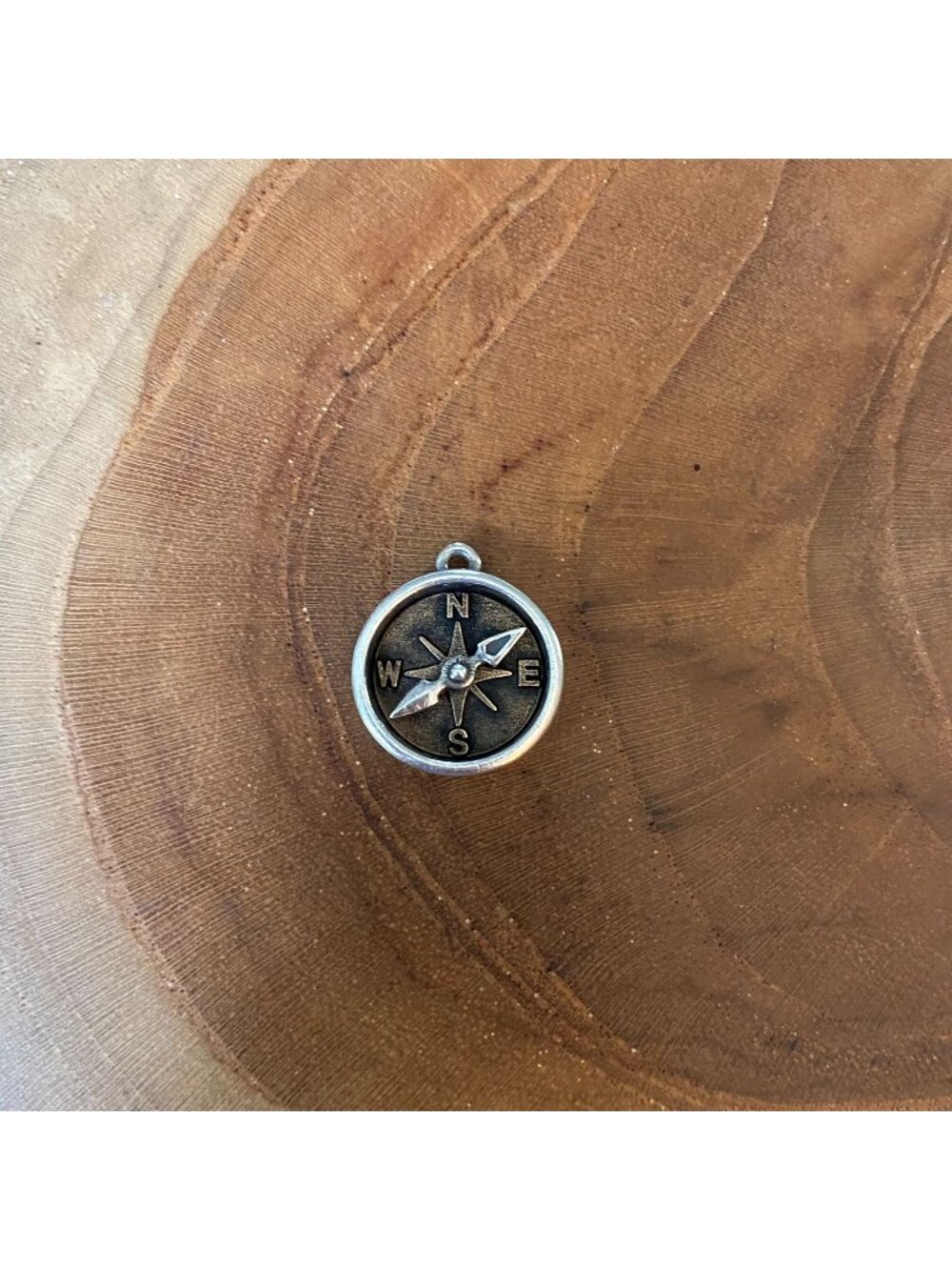 RETIRED James Avery Compass Charm, Sterling Silver & Bronze